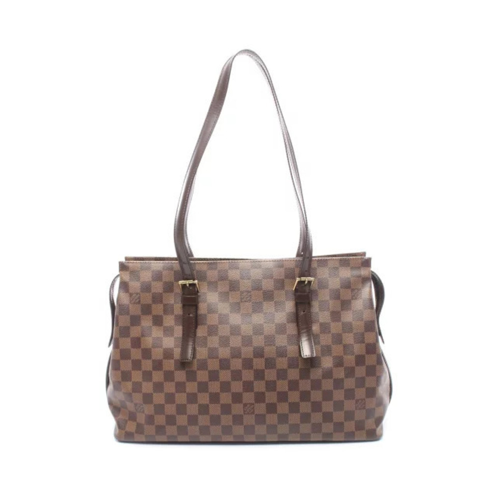 Louis Vuitton Chelsea Tote Bag Canvas Leather Damier Brown